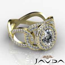 Twisted Style Halo Pave diamond Ring 18k Gold Yellow