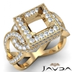 Diamond Engagement Princess Semi Mount Halo Pave Set Ring 18k Yellow Gold 1.25Ct - javda.com 