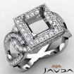 Diamond Engagement Princess Semi Mount Halo Pave Set Ring 14k White Gold 1.25Ct - javda.com 