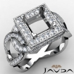 Diamond Engagement Princess Semi Mount Halo Pave Set Ring Platinum 950 1.25Ct - javda.com 