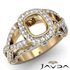 Cushion Cut Diamond Engagement Ring SemiMount 14k Gold Yellow Halo Setting  (1.45Ct. tw.)