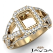 Emerald Semi Mount Diamond Engagement Ring 14k Yellow Gold Halo Setting 1.38Ct - javda.com 