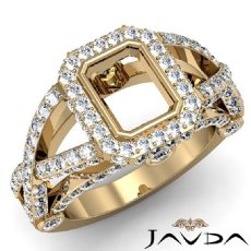 Emerald Semi Mount Diamond Engagement Ring 14k Gold Yellow Halo Setting  (1.38Ct. tw.)