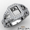 Emerald Semi Mount Diamond Engagement Ring 14k White Gold Halo Setting 1.38Ct - javda.com 