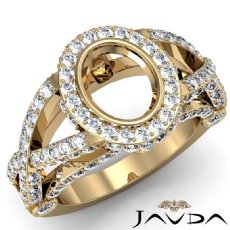 Halo Setting Diamond Engagement Ring Oval Cut Semi Mount 14k Gold Yellow  (1.42Ct. tw.)
