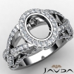 Halo Setting Diamond Engagement Ring Oval Cut Semi Mount Platinum 950 1.42Ct - javda.com 