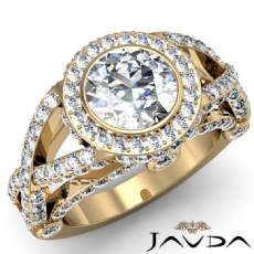 Cross Shank Halo Bezel diamond Ring 18k Gold Yellow
