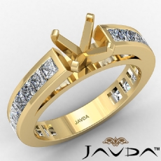 Cushion Side Diamond Engagement Ring Channel 14k Gold Yellow Semi Mount  (1.2Ct. tw.)