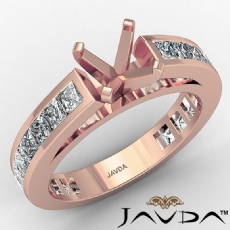 Cushion Side Diamond Engagement Ring Channel 14k Rose Gold Semi Mount  (1.2Ct. tw.)