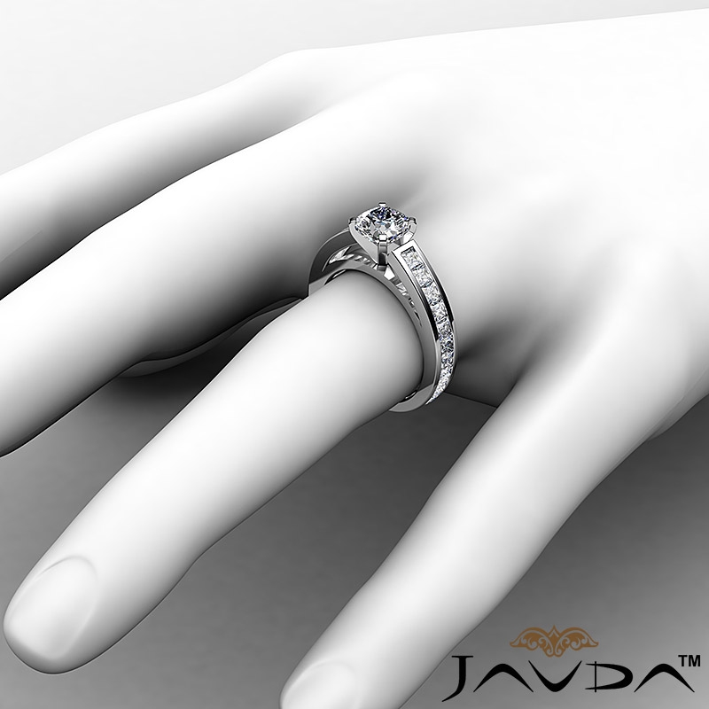 Classic V Prong Channel Set diamond Ring 14k Gold White