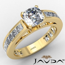 Classic V Prong Channel Set diamond Ring 18k Gold Yellow