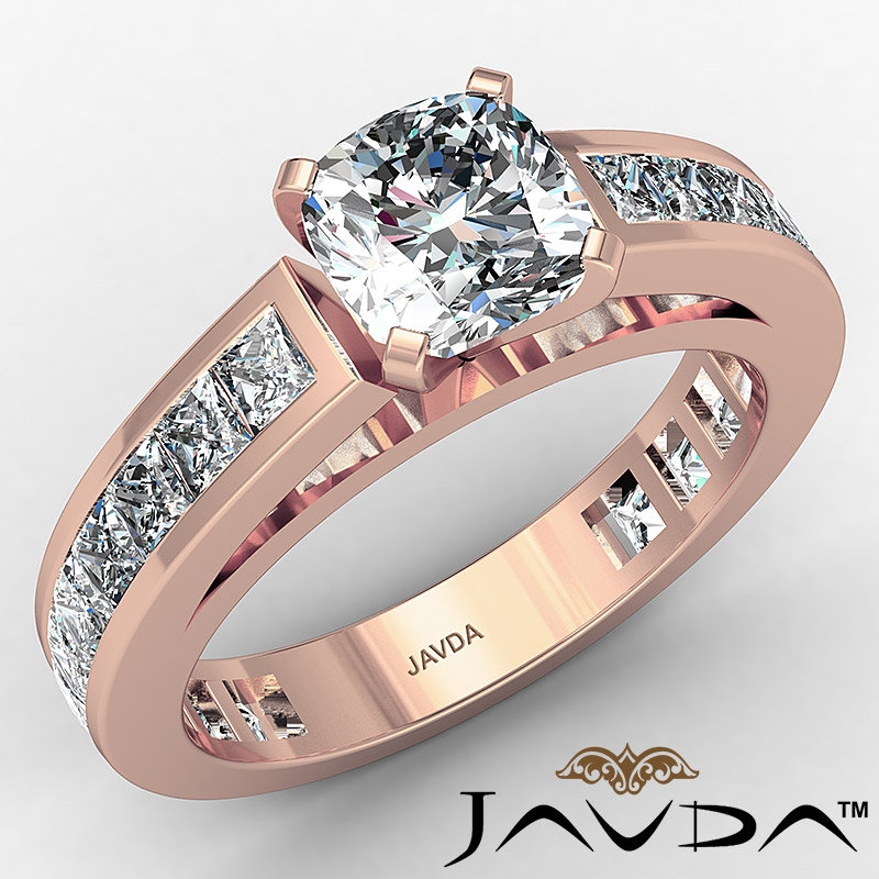 Classic V Prong Channel Set diamond Ring 14k Rose Gold