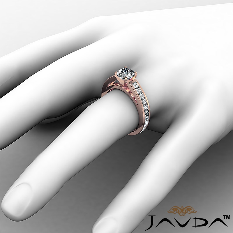 Classic V Prong Channel Set diamond Ring 14k Rose Gold