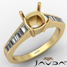 Baguette Channel Diamond Engagement 14k Gold Yellow Semi Mount Ring (0.85Ct. tw.)