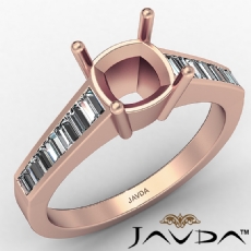 Baguette Channel Diamond Engagement 14k Rose Gold Semi Mount Ring (0.85Ct. tw.)
