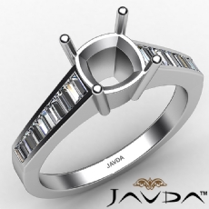 0.85 Ctw. Baguette Channel Diamond Engagement 14K White Gold Semi Mount Ring