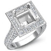 2.1Ct Diamond Engagement Ring Halo Pave Setting  Platinum 950 Princess SemiMout