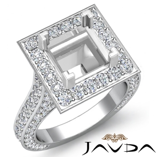 2.1Ct Diamond Engagement Ring Halo Pave Setting  Platinum 950 Princess SemiMout