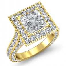Cathedral Circa Halo Pave diamond Ring 18k Gold Yellow