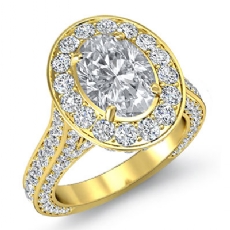 Halo Bridge Accent Micro Pave diamond Ring 14k Gold Yellow