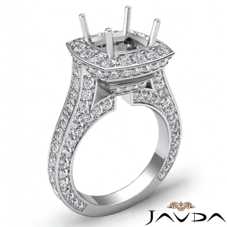 2.1Ct Cushion Diamond Engagement Ring Platinum 950 Halo Pave Setting SemiMount