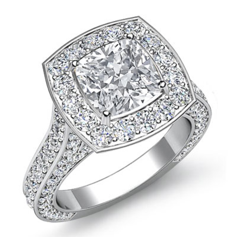 Bridge Accent Petite Halo Pave diamond Ring 14k Gold White