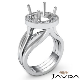 Diamond Engagement Ring Round Semi Mount Platinum 950 Halo Pave Setting 0.4Ct