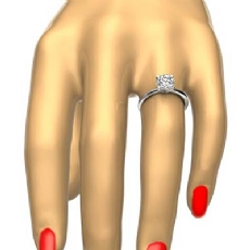 4 Prong Peg Head Solitaire diamond Ring 14k Gold White