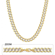 14k 2Tone Gold Men's Solid Cuban Chain (10.50mm,24