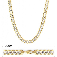 14k 2Tone Gold Men's Solid Cuban Chain (9.60mm,24
