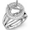 Diamond Engagement Ring Round Semi Mount Platinum 950 Halo Pave Setting 0.4Ct