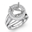 Diamond Engagement Ring Round Semi Mount 14k White Gold Halo 0.4Ct - javda.com 