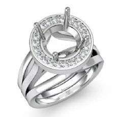 Diamond Engagement Ring Round Semi Mount 14K White Gold Halo 0.40Ctw