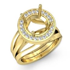 Diamond Engagement Ring Round Semi Mount 18k Gold Yellow Halo  (0.4Ct. tw.)