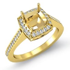 Diamond Engagement Ring Cushion Semi Mount Halo Setting 14k Gold Yellow (0.5Ct. tw.)