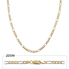 14k Tri Gold Men's Solid Figaro Chain (4.50mm,20