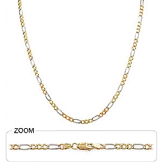 14k Tri Gold Men's Solid Figaro Chain (3.50mm,18