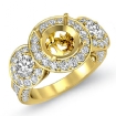 Three Stone Diamond Engagement Setting 18k Yellow Gold Round SemiMount Ring 1.3Ct - javda.com 