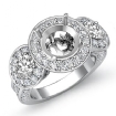 Three Stone Diamond Engagement Setting 14k White Gold Round SemiMount Ring 1.3Ct - javda.com 