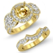 1.77Ct 3Stone Round Diamond Semi Mount Ring Engagement Bridal Set 14k Yellow Gold - javda.com 