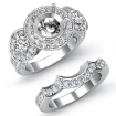 1.77Ct 3Stone Round Diamond Semi Mount Ring Engagement Bridal Set 18k White Gold - javda.com 