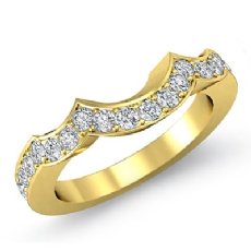 Round Pave Diamond Half Wedding Band 14k Gold Yellow 2.5mm Women's Ring  (0.47Ct. tw.)