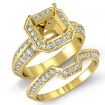 Diamond Bridal Engagement Set SemiMount 14k Yellow Gold Asscher Shape Ring 1.45Ct - javda.com 