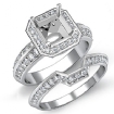 Diamond Bridal Engagement Set SemiMount Platinum 950 Asscher Shape Ring 1.45Ct - javda.com 