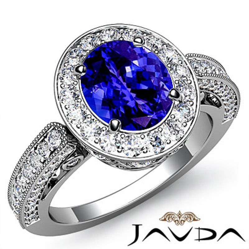 Royal Design Shank Halo Oval diamond engagement Ring in 14k Gold White