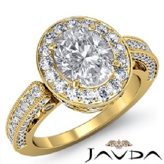 Royal Design Shank Halo diamond  14k Gold Yellow