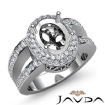 Diamond Engagement Ring 14k White Gold Oval Semi Mount Halo Pave Setting 1.35Ct - javda.com 