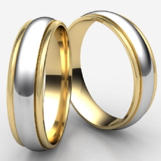 Comfort Fit Carved Two Tone Gold High Polished Wedding Band