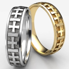 Gaelic Cross Etchings White Gold Men's Wedding Band