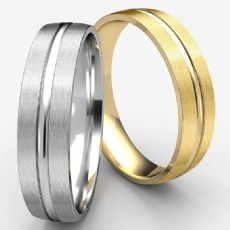 Satin Finished Center Groove Unisex Wedding Band White Gold